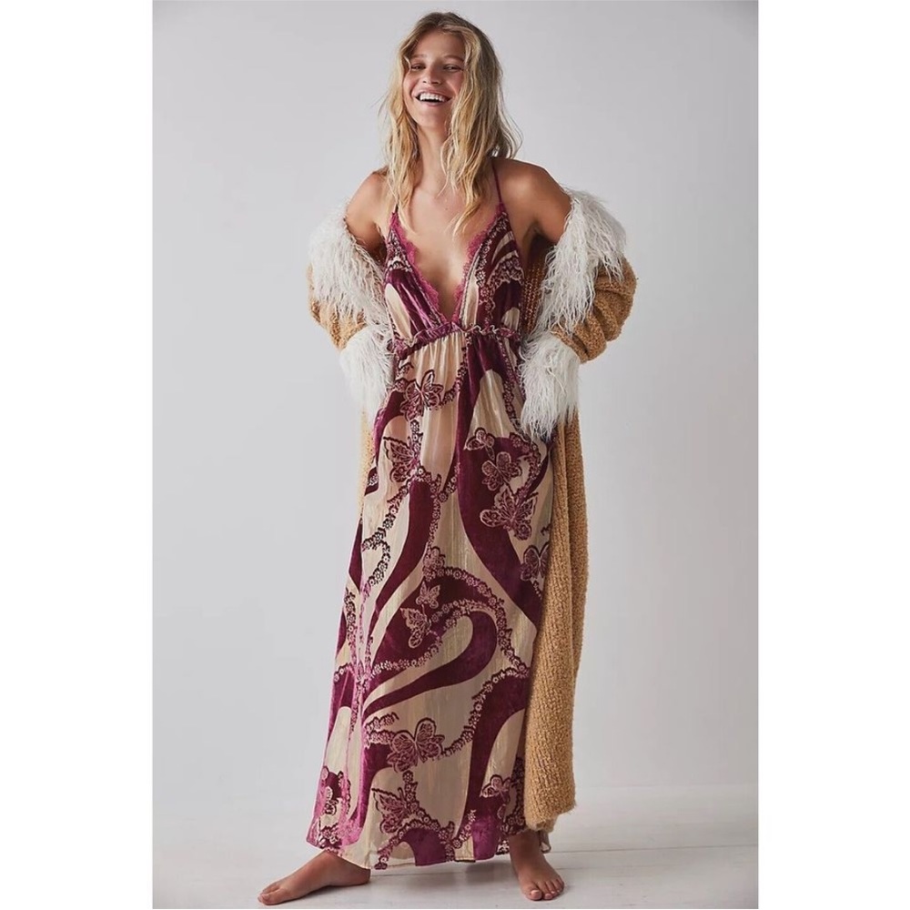 Free People Bali Butterfly Burnout slip dress